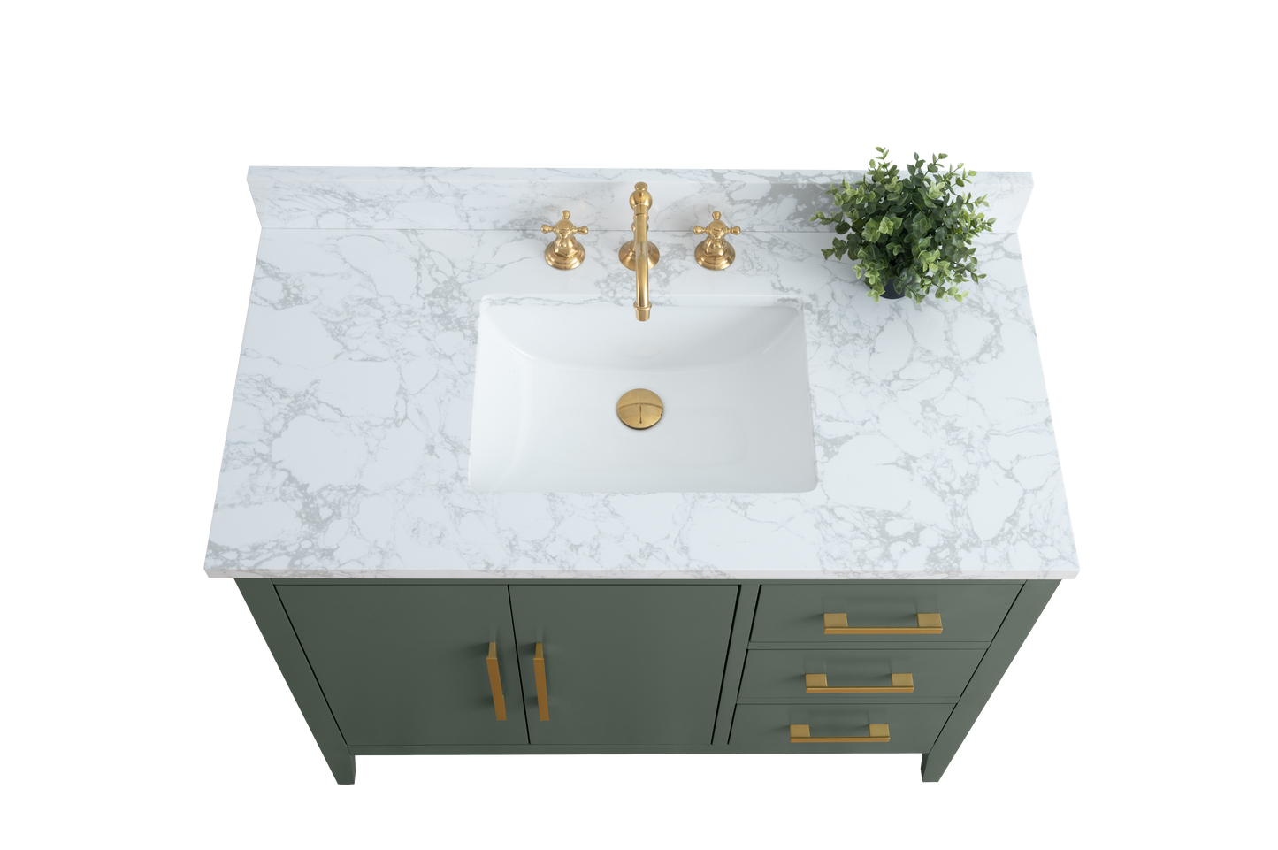 42 Inch Single Sink Bathroom Vanity in Vintage Green with Marble Countertop - Vanity Art VA9042-VG