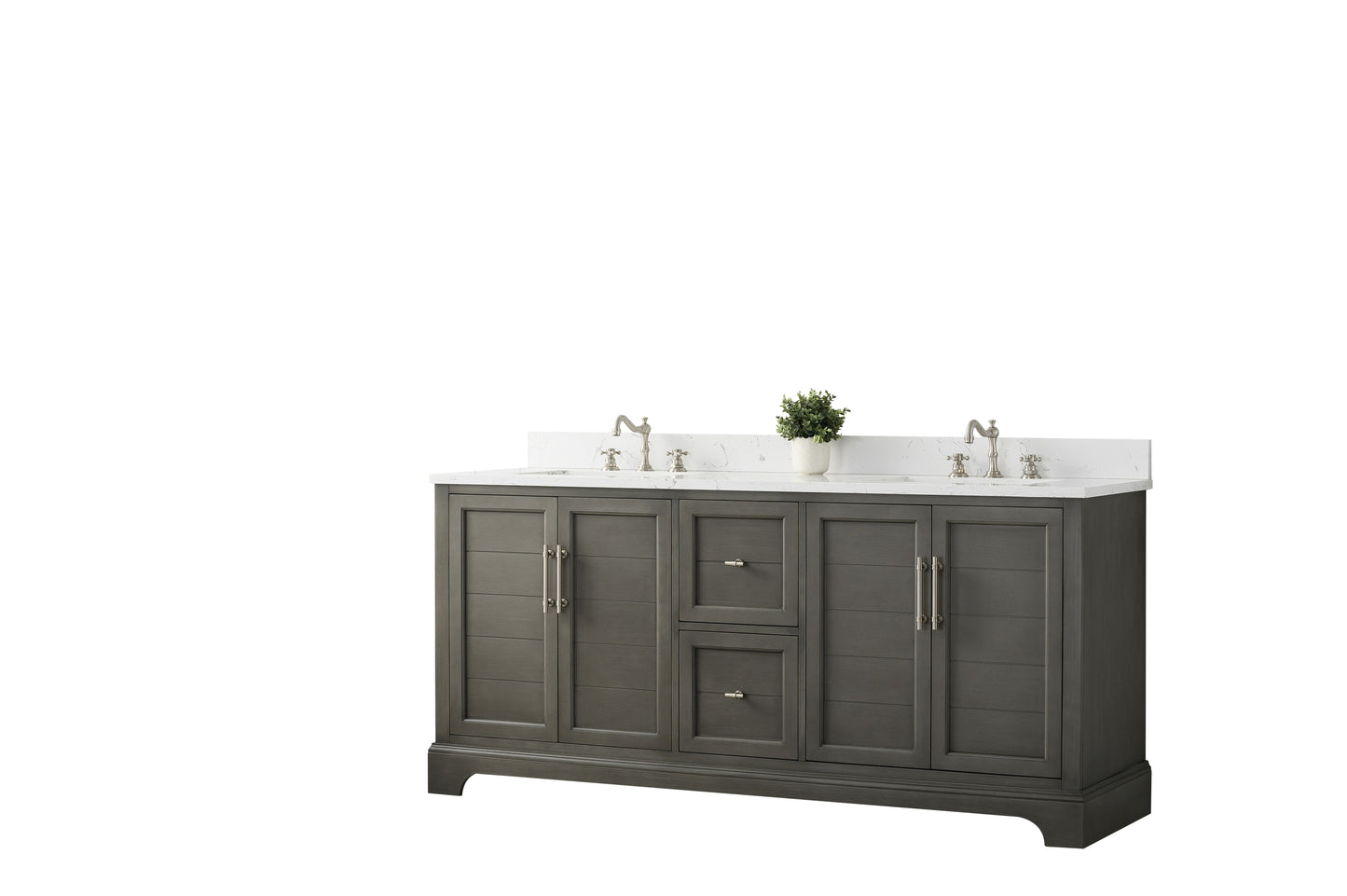 72 Inch Double Sink Bathroom Vanity in Gray with Marble Countertop & Backsplash - Vanity Art VA5072-DSG