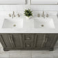 54 Inch Double Sink Bathroom Vanity in Gray with Marble Countertop & Backsplash - Vanity Art VA5054-SG