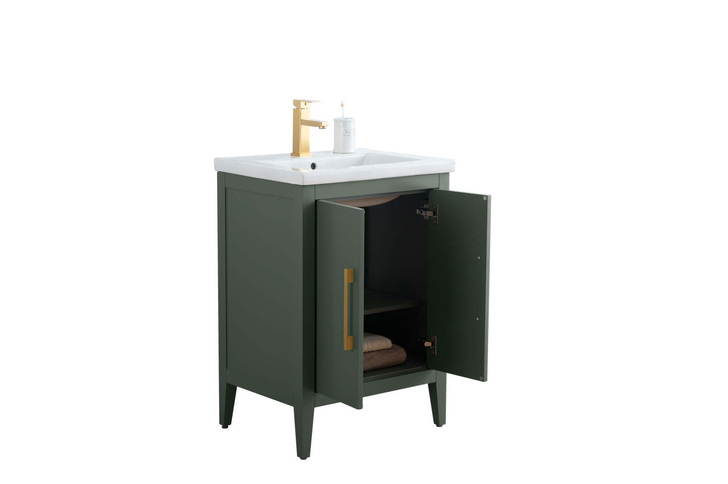 24 Inch Single Sink Bathroom Vanity in Vintage Green with Ceramic Top - Vanity Art VA9024-VG