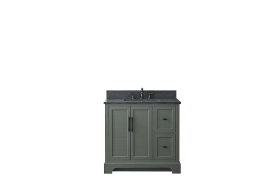 36 Inch Single Sink Bathroom Vanity in Vintage Green with Marble Countertop & Backsplash - Vanity Art VA5036-VG