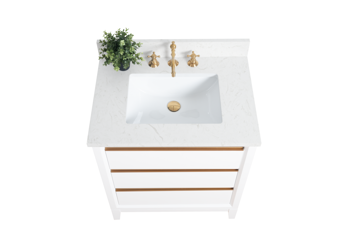 30 Inch Single Sink Bathroom Vanity in White with Marble Countertop - Vanity Art VA8030-W