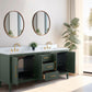 72 Inch Double Sink Bathroom Vanity in Vintage Green with Marble Countertop - Vanity Art VA9072-DVG