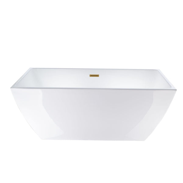 67 Inch Freestanding White Acrylic Bathtub with Overflow And Pop-Up Drain - Vanity Art VA6821-LTG