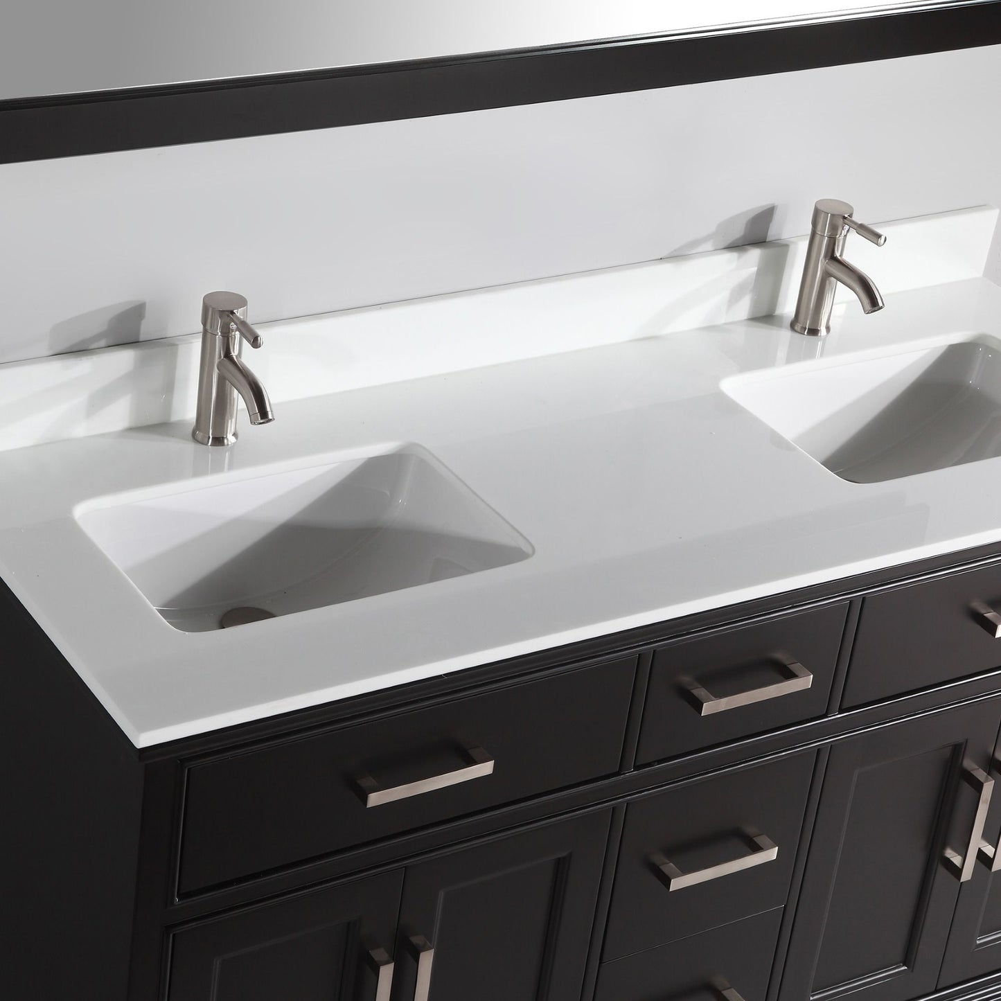 60 Inch Double Sink Bathroom Vanity in Espresso with White Marble Countertop - Vanity Art VA1060DE