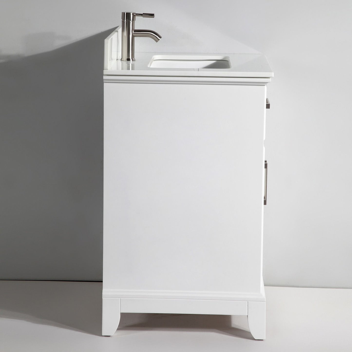 24 Inch Single Sink Bathroom Vanity in White with White Marble Countertop - Vanity Art VA1024W