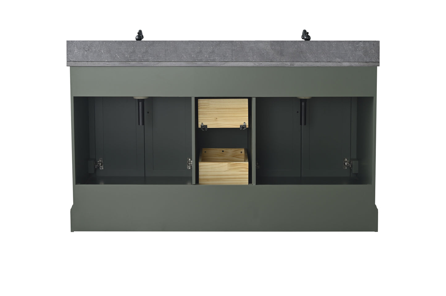 60 Inch Double Sink Bathroom Vanity in Vintage Green with Marble Countertop & Backsplash - Vanity Art VA5060-DVG