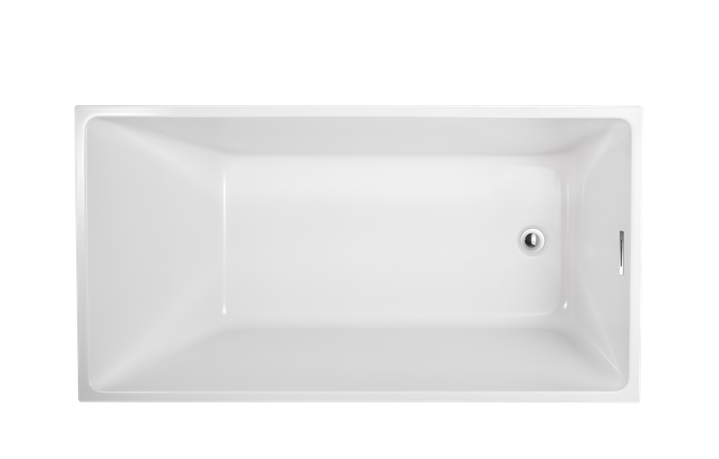 47 Inch Freestanding White Acrylic Bathtub with Overflow And Pop-Up Drain - Vanity Art VA6816B-XS