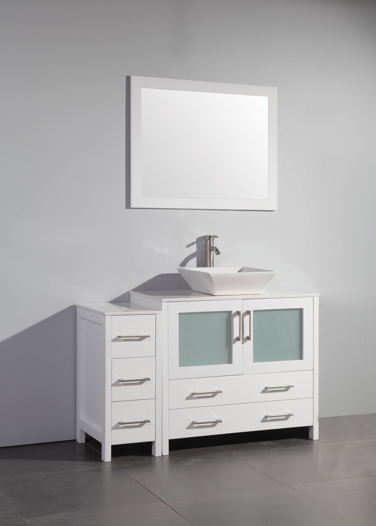 48 Inch Single Sink Bathroom Vanity in White with Marble Countertop - Vanity Art VA3136-48W