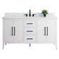 60 Inch Single Sink Bathroom Vanity in White with Marble Countertop - Vanity Art VA9060-SW