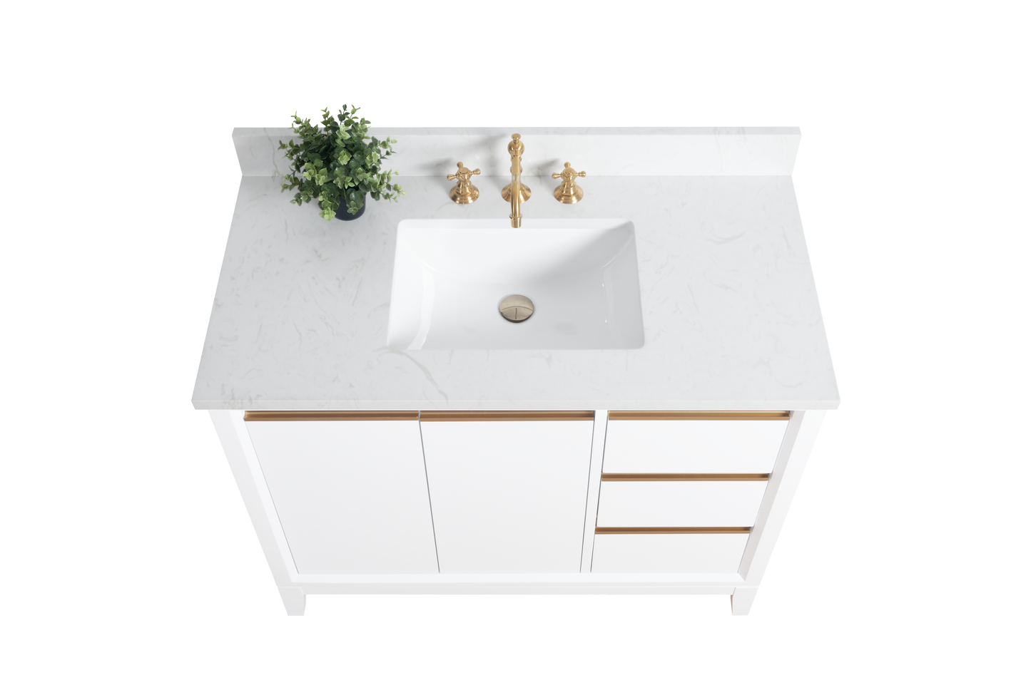 42 Inch Single Sink Bathroom Vanity in White with Marble Countertop - Vanity Art VA8042-W