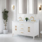 60 Inch Double Sink Bathroom Vanity in White with Marble Countertop - Vanity Art VA9060-DW