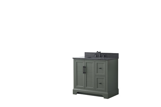 36 Inch Single Sink Bathroom Vanity in Vintage Green with Marble Countertop & Backsplash - Vanity Art VA5036-VG