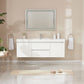 60 Inch LED Lighted Wall Hung Single Sink Bathroom Vanity in White with Resin Top - Vanity Art VA6060WL