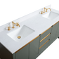 72 Inch Double Sink Bathroom Vanity in Vintage Green with Marble Countertop - Vanity Art VA8072-DVG