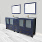 84 Inch Double Sink Bathroom Vanity in Blue with Ceramic Countertop - Vanity Art VA3036-84B