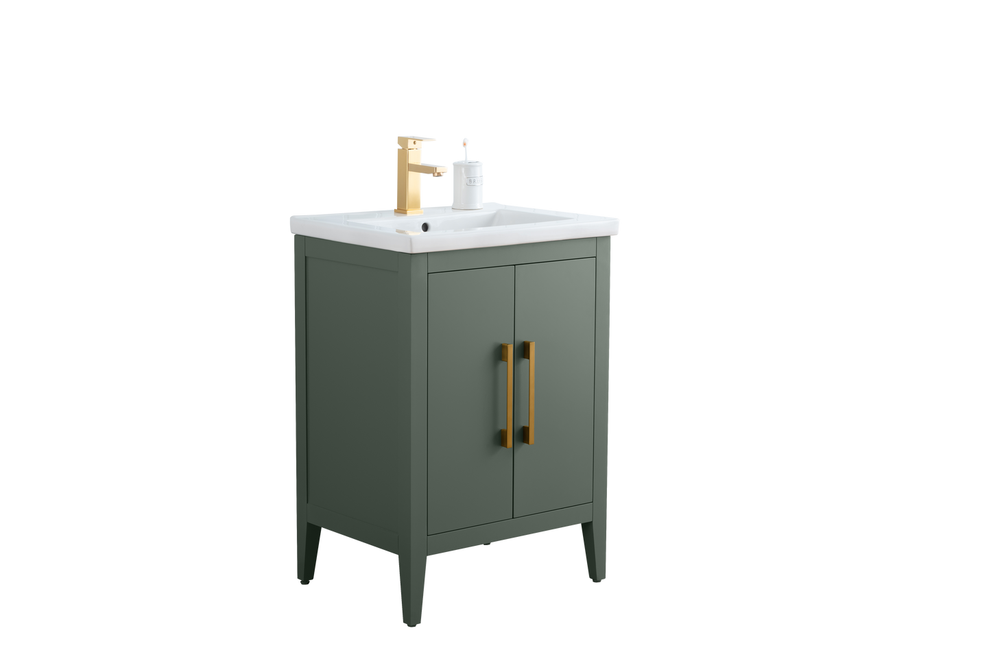 24 Inch Single Sink Bathroom Vanity in Vintage Green with Ceramic Top - Vanity Art VA9024-VG