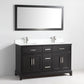 60 Inch Double Sink Bathroom Vanity in Espresso with White Marble Countertop - Vanity Art VA1060DE