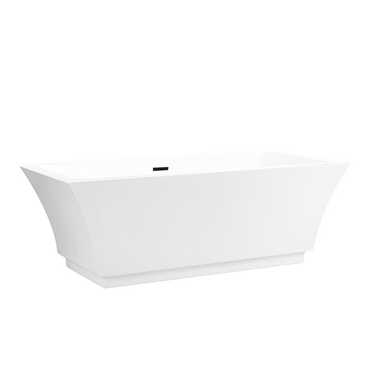 67 Inch Freestanding White Acrylic Bathtub with Overflow And Pop-Up Drain - Vanity Art VA6817-L-MB