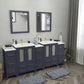 84 Inch Double Sink Bathroom Vanity in Blue with Ceramic Countertop - Vanity Art VA3024-84B