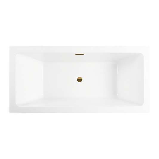 67 Inch Freestanding White Acrylic Bathtub with Overflow And Pop-Up Drain - Vanity Art VA6817-L-TG