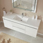 60 Inch LED Lighted Wall Hung Single Sink Bathroom Vanity in White with Resin Top - Vanity Art VA6060WL