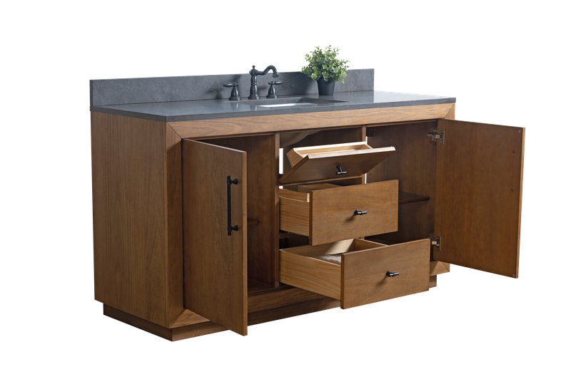 60 Inch Single Sink Bathroom Vanity in Tan with Limestone Top - Vanity Art VA7060-ST-BT