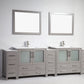 108 Inch Double Sink Bathroom Vanity in Gray with Ceramic Countertop - Vanity Art VA3036-108G