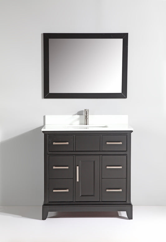 36 Inch Single Sink Bathroom Vanity in Espresso with White Marble Countertop - Vanity Art VA1036E