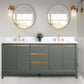 72 Inch Double Sink Bathroom Vanity in Vintage Green with Marble Countertop - Vanity Art VA8072-DVG