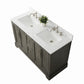 54 Inch Double Sink Bathroom Vanity in Gray with Marble Countertop & Backsplash - Vanity Art VA5054-SG