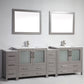 96 Inch Double Sink Bathroom Vanity in Gray with Ceramic Countertop - Vanity Art VA3036-96G