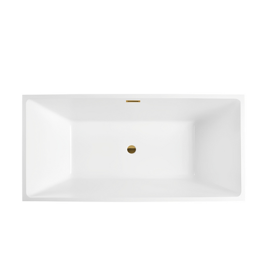 59 Inch Freestanding White Acrylic Bathtub with Overflow And Pop-Up Drain - Vanity Art VA6821-STG