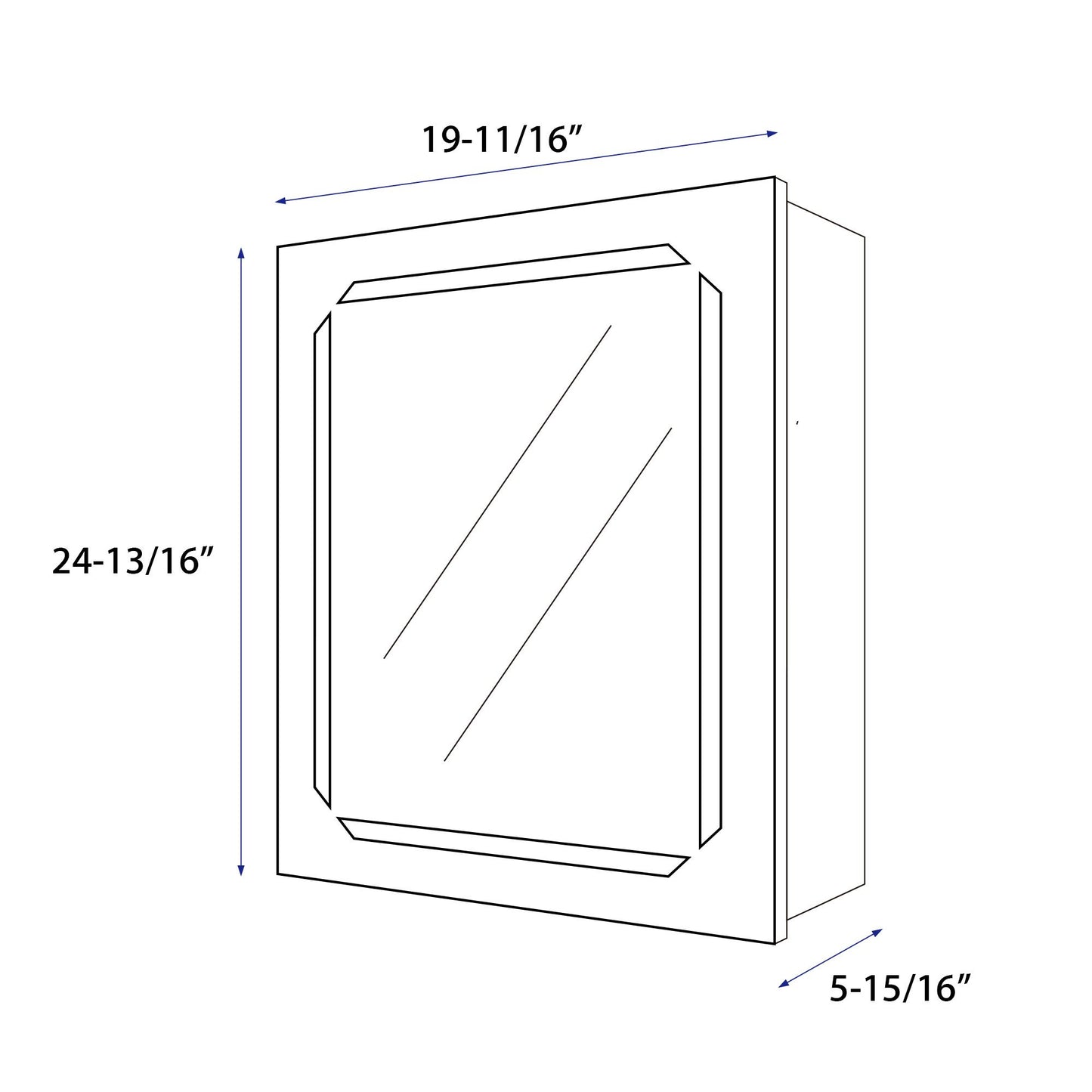 Rectangular 19.5 Inch x 25 Inch LED Mirror Medicine Cabinet with Rock Switch - Vanity Art VA31