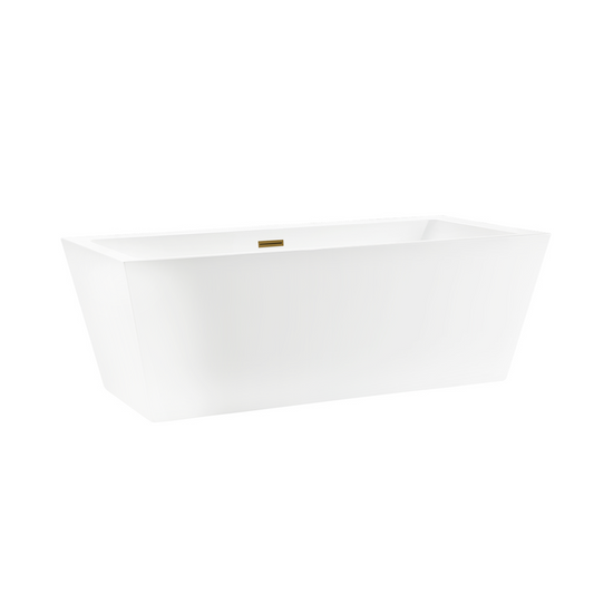 59 Inch Freestanding White Acrylic Bathtub with Overflow And Pop-Up Drain - Vanity Art VA6814-S-TG