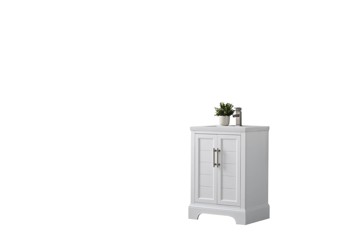 24 Inch Single Sink Bathroom Vanity in White with Ceramic Sink and Countertop - Vanity Art VA5024-W