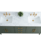 72 Inch Double Sink Bathroom Vanity in Vintage Green with Marble Countertop - Vanity Art VA9072-DVG