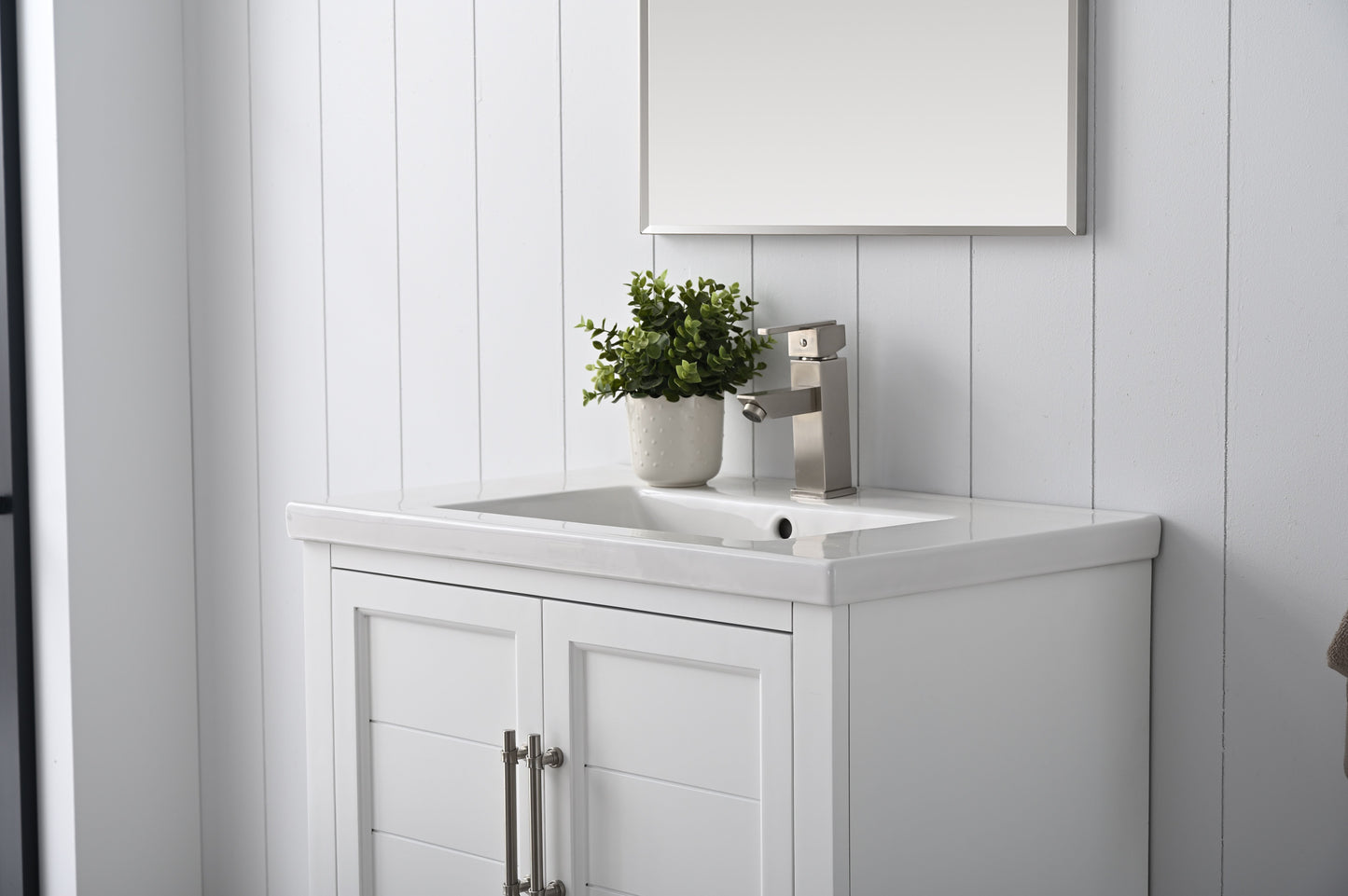 30 Inch Single Sink Bathroom Vanity in White with Ceramic Sink and Countertop - Vanity Art VA5030-W