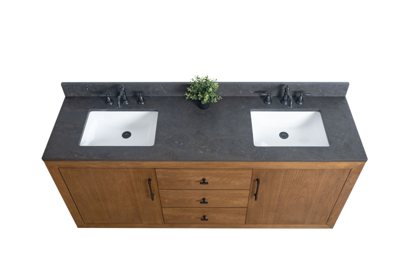 72 Inch Double Sink Bathroom Vanity in Tan with Limestone Top - Vanity Art VA7072-DT-BT