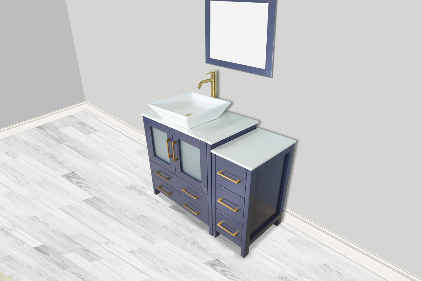 42 Inch Single Sink Bathroom Vanity in Blue with Marble Countertop - Vanity Art VA3130-42B