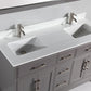 60 Inch Double Sink Bathroom Vanity in Gray with White Marble Countertop - Vanity Art VA1060DG