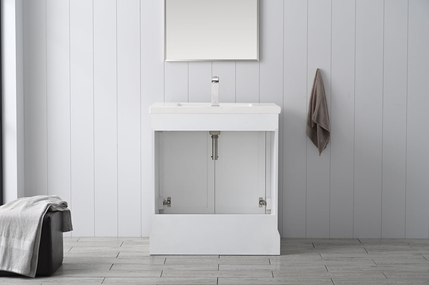 30 Inch Single Sink Bathroom Vanity in White with Ceramic Sink and Countertop - Vanity Art VA5030-W