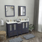 60 Inch Double Sink Bathroom Vanity in Blue with Ceramic Countertop - Vanity Art VA3024-60B