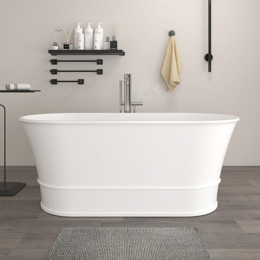 Freestanding Solid Surface Resin Matte Bathtub 67 Inch x 31.5 Inch - Vanity Art VA6919-ML