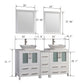 60 Inch Double Sink Bathroom Vanity in White with Marble Countertop - Vanity Art VA3124-60W