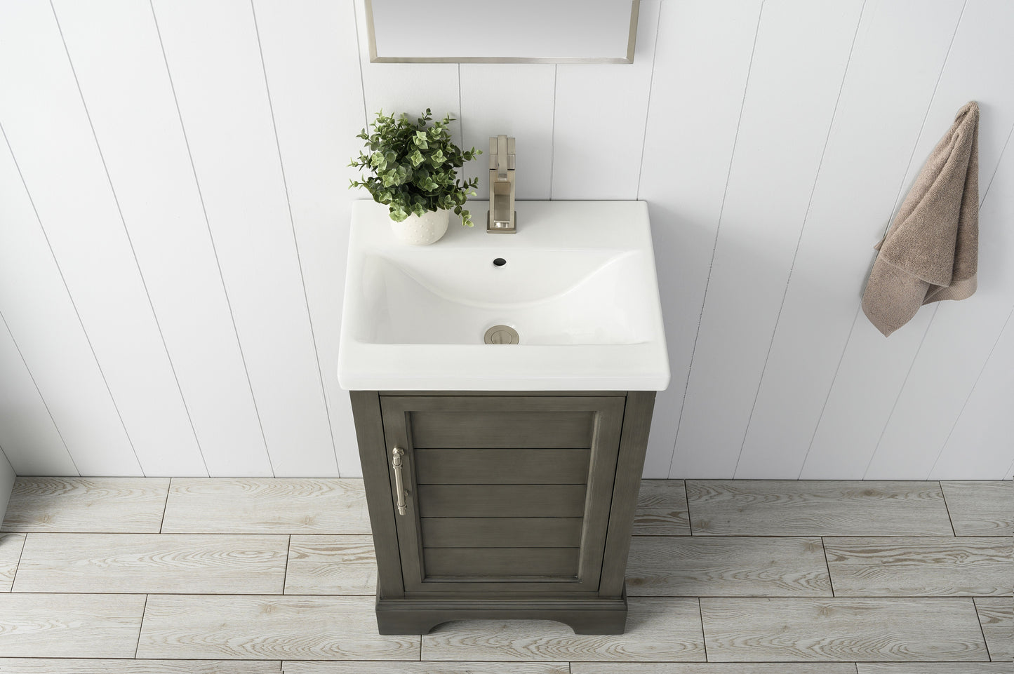 20 Inch Single Sink Bathroom Vanity in Gray with Ceramic Sink and Countertop - Vanity Art VA5020-SG