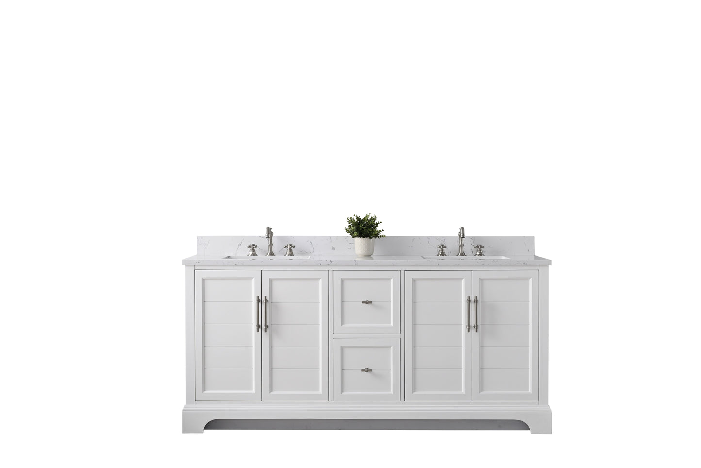 72 Inch Double Sink Bathroom Vanity in White with Marble Countertop & Backsplash - Vanity Art VA5072-DW