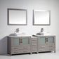 84 Inch Double Sink Bathroom Vanity in Gray with Marble Countertop - Vanity Art VA3136-84G