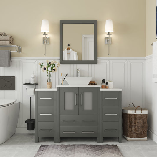 48 Inch Single Sink Bathroom Vanity in Gray with Marble Countertop - Vanity Art VA3124-48G