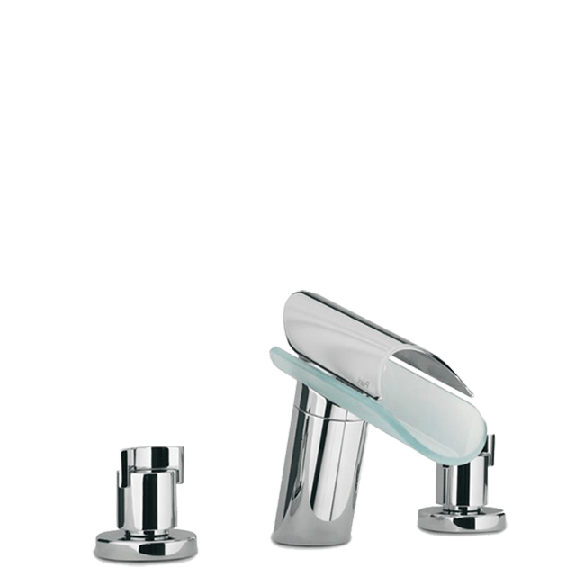 Latoscana 73CR214VR LaToscana 73CR214VR MORGANA Widespread Waterfall Style Lavatory Faucet with Glass Spout in Chrome